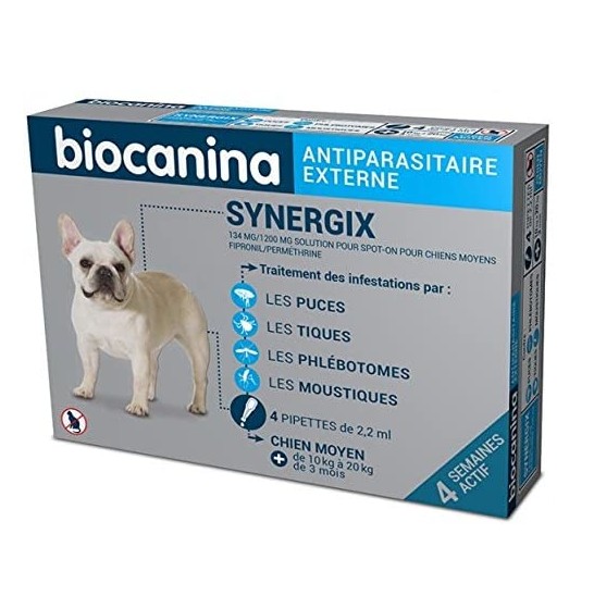 Biocanina Synergix Chien Moyen 10-20kg Spot-on 4 Pipettes